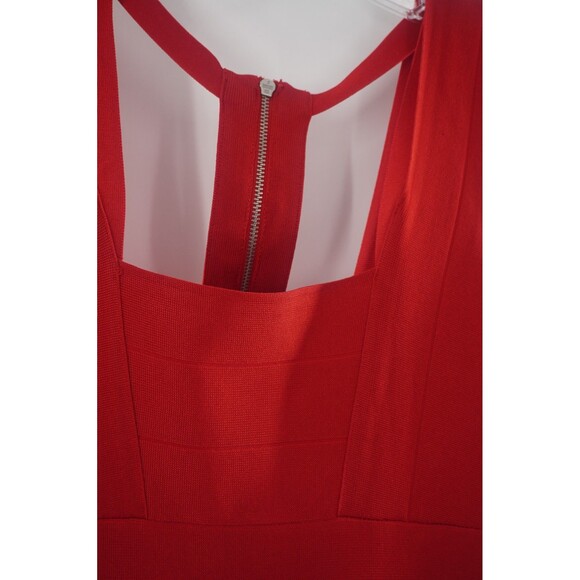 ARMANI EXCHANGE Red Sleeveless Bandage Bodycon Cutout Back Zipper Dress Sz M - Picture 1 of 10